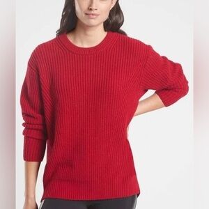 Wool blend crew neck sweater candy red Athleta Sz M